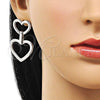 Rhodium Plated Stud Earring, Heart Design, Polished, Rhodium Finish, 02.385.0057.1