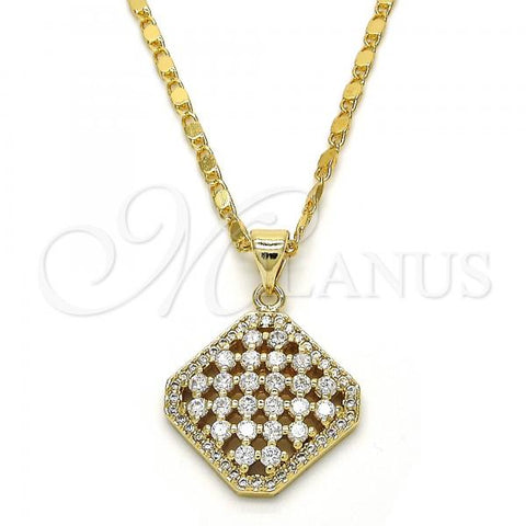 Oro Laminado Pendant Necklace, Gold Filled Style with White Cubic Zirconia, Polished, Golden Finish, 04.94.0008.18