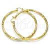 Oro Laminado Extra Large Hoop, Gold Filled Style Diamond Cutting Finish, Tricolor, 02.170.0125.1.70