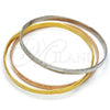 Stainless Steel Trio Bangle, Leaf Design, Polished, Tricolor, 07.244.0002.06 (05 MM Thickness, Size 6 - 2.75 Diameter)