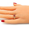 Oro Laminado Multi Stone Ring, Gold Filled Style with Garnet and White Cubic Zirconia, Polished, Golden Finish, 01.284.0052.1.09