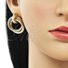 Oro Laminado Stud Earring, Gold Filled Style Chunky Design, Polished, Golden Finish, 02.196.0113