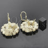 Oro Laminado Dangle Earring, Gold Filled Style Butterfly and Flower Design, with White Cubic Zirconia, Polished, Golden Finish, 5.093.001