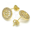 Oro Laminado Stud Earring, Gold Filled Style Tree Design, with White Micro Pave, Polished, Golden Finish, 02.156.0449