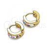 Stainless Steel Huggie Hoop, with Multicolor Crystal, Polished, Golden Finish, 02.230.0043.3.10
