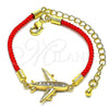 Oro Laminado Fancy Bracelet, Gold Filled Style Airplane Design, with White Micro Pave, Polished, Golden Finish, 03.193.0011.06