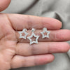 Sterling Silver Earring and Pendant Adult Set, Star Design, with White Cubic Zirconia, Polished, Silver Finish, 10.398.0028