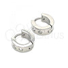 Stainless Steel Huggie Hoop, with White Crystal, Polished, Steel Finish, 02.384.0028.10