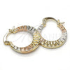 Oro Laminado Small Hoop, Gold Filled Style Diamond Cutting Finish, Tricolor, 02.65.2603.20