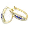 Oro Laminado Small Hoop, Gold Filled Style with Sapphire Blue and White Crystal, Polished, Golden Finish, 02.100.0083.2.15