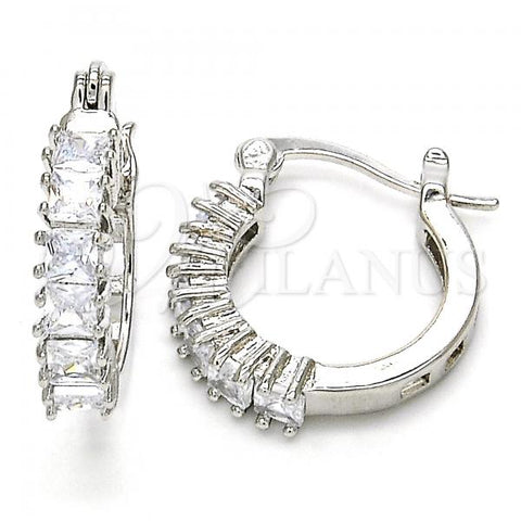 Rhodium Plated Small Hoop, with White Cubic Zirconia, Polished, Rhodium Finish, 02.210.0280.5.15