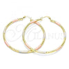 Oro Laminado Large Hoop, Gold Filled Style Diamond Cutting Finish, Tricolor, 02.213.0246.60