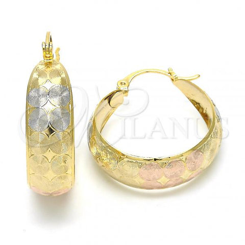 Oro Laminado Medium Hoop, Gold Filled Style Polished, Tricolor, 02.106.0012.1.30