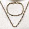 Stainless Steel Necklace and Bracelet, Rope Design, Polished, Golden Finish, 06.435.0004