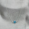 Sterling Silver Fancy Necklace, Evil Eye and Rolo Design, with Turquoise Crystal, Polished, Silver Finish, 04.401.0015.18