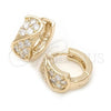 Oro Laminado Huggie Hoop, Gold Filled Style with White Cubic Zirconia, Polished, Golden Finish, 5.130.003