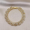 Oro Laminado Fancy Bracelet, Gold Filled Style with White Micro Pave, Polished,, 03.346.0025