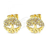 Oro Laminado Stud Earring, Gold Filled Style Tree Design, with White Cubic Zirconia, Polished, Golden Finish, 02.156.0581