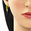 Oro Laminado Huggie Hoop, Gold Filled Style key Design, Yellow Enamel Finish, Golden Finish, 02.213.0211.1.12