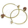 Oro Laminado Medium Hoop, Gold Filled Style with Garnet Crystal, Polished, Golden Finish, 02.63.2736.1.40