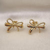 Oro Laminado Stud Earring, Gold Filled Style Bow and Twist Design, Polished, Golden Finish, 02.163.0328