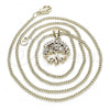 Oro Laminado Pendant Necklace, Gold Filled Style Tree Design, with White Micro Pave, Polished, Golden Finish, 04.342.0021.20
