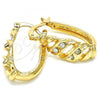 Oro Laminado Small Hoop, Gold Filled Style with White Crystal, Polished, Golden Finish, 02.100.0099.15
