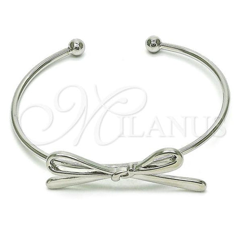 Rhodium Plated Individual Bangle, Bow Design, Polished, Rhodium Finish, 07.341.0060.1