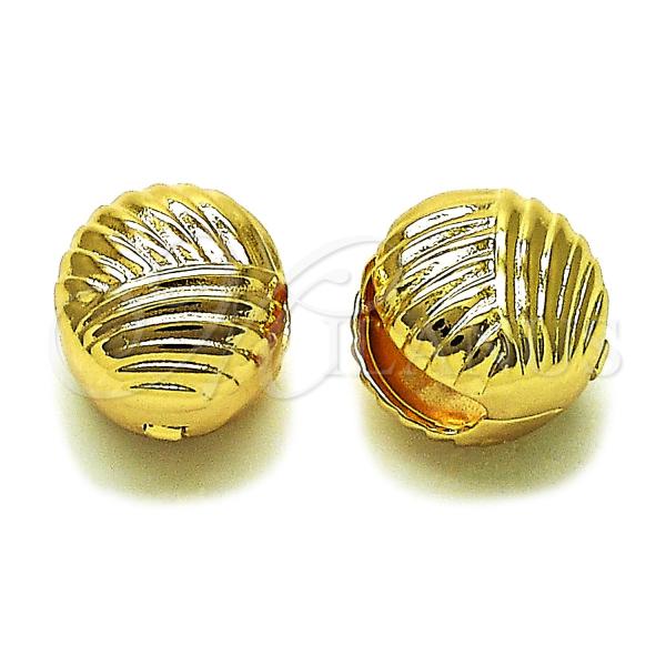 Oro Laminado Huggie Hoop, Gold Filled Style Ball Design, Diamond Cutting Finish, Golden Finish, 02.195.0359.15