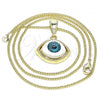 Oro Laminado Pendant Necklace, Gold Filled Style Evil Eye Design, Polished, Golden Finish, 04.351.0027.20