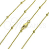 Oro Laminado Basic Necklace, Gold Filled Style Ball Design, Polished, Golden Finish, 04.213.0318.24