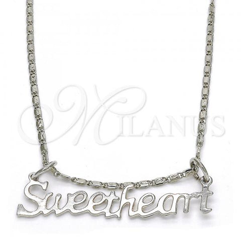 Rhodium Plated Pendant Necklace, Polished, Rhodium Finish, 04.106.0021.1.20