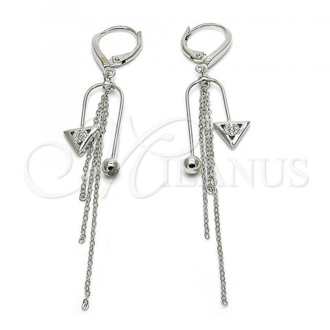 Sterling Silver Long Earring, with White Micro Pave, Polished, Rhodium Finish, 02.186.0173.1