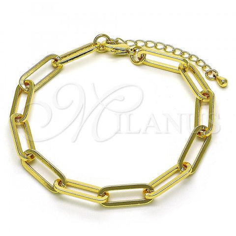 Oro Laminado Basic Bracelet, Gold Filled Style Paperclip Design, Polished, Golden Finish, 04.378.0001.08