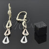 Oro Laminado Long Earring, Gold Filled Style Teardrop Design, Diamond Cutting Finish, Tricolor, 02.63.2151