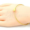 Stainless Steel Individual Bangle, Heart Design, Polished, Golden Finish, 07.265.0016 (01 MM Thickness, One size fits all)