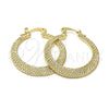 Oro Laminado Medium Hoop, Gold Filled Style Diamond Cutting Finish, Golden Finish, 96.002