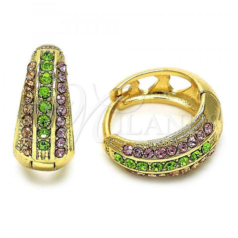 Oro Laminado Huggie Hoop, Gold Filled Style with Multicolor Crystal, Polished, Golden Finish, 02.94.0103.3.15