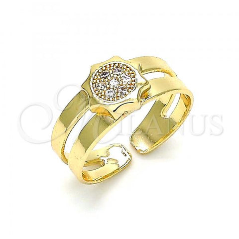 Oro Laminado Baby Ring, Gold Filled Style with White Micro Pave, Polished, Golden Finish, 01.233.0013 (One size fits all)