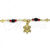 Oro Laminado Charm Anklet , Gold Filled Style Turtle Design, Golden Finish, 03.213.0087.10