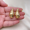 Oro Laminado Stud Earring, Gold Filled Style Chunky and Spiral Design, Polished, Golden Finish, 02.163.0264