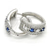 Rhodium Plated Huggie Hoop, with Sapphire Blue and White Cubic Zirconia, Polished, Rhodium Finish, 02.217.0044.4.20
