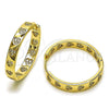 Oro Laminado Huggie Hoop, Gold Filled Style Heart Design, with White Micro Pave, Polished, Golden Finish, 02.204.0057.30