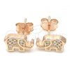 Sterling Silver Stud Earring, Elephant Design, with White Cubic Zirconia, Polished, Rose Gold Finish, 02.336.0081.1