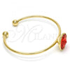 Oro Laminado Individual Bangle, Gold Filled Style with Padparadscha Swarovski Crystals, Polished, Golden Finish, 07.239.0012.1 (02 MM Thickness, One size fits all)