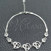 Sterling Silver Fancy Bracelet, Heart Design, with White Cubic Zirconia, Polished, Silver Finish, 03.400.0006.07