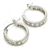 Rhodium Plated Small Hoop, with White Cubic Zirconia, Polished, Rhodium Finish, 02.210.0279.5.20