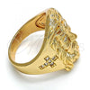 Oro Laminado Mens Ring, Gold Filled Style Jesus and Cross Design, with White Cubic Zirconia, Polished, Golden Finish, 01.283.0004.10 (Size 10)