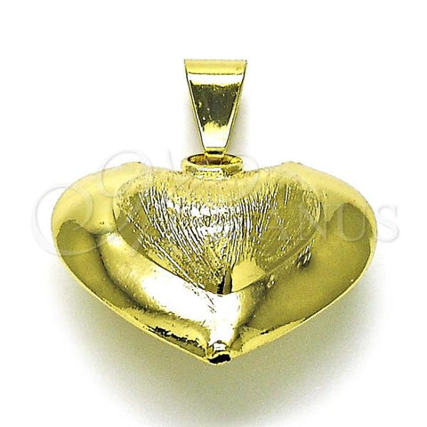 Oro Laminado Fancy Pendant, Gold Filled Style Chunky and Hollow Design, Brushed Finish, Golden Finish, 05.341.0093