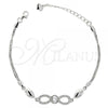 Sterling Silver Fancy Bracelet, Infinite Design, with White Micro Pave and White Cubic Zirconia, Rhodium Finish, 03.183.0018.06